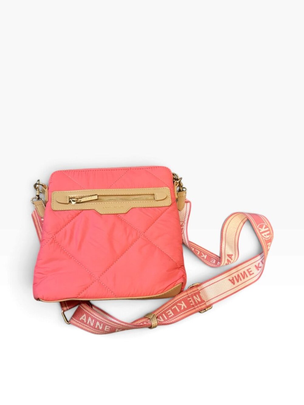 Anne Klein Quilted Coral Nylon Crossbody
